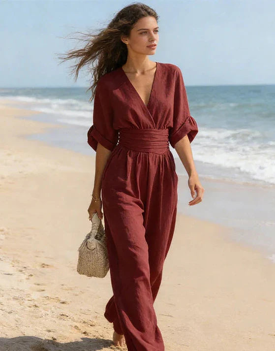 Renata | Combinazione elegante con scollo a V e gamba larga