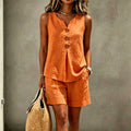Solana | Completo in cotone e lino con top a bottoni e pantaloni corti
